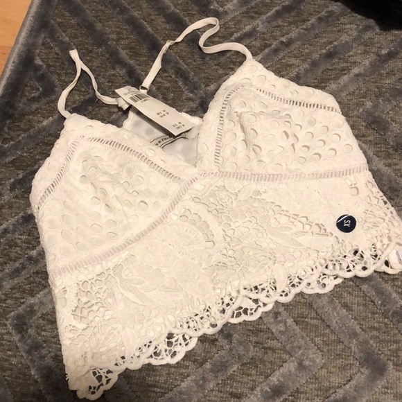 Abercrombie & Fitch White Lace crop top - Picture 3 of 7